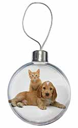 Cocker Spaniel and Kitten Love Christmas Bauble