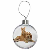 Cocker Spaniel and Kitten Love Christmas Bauble