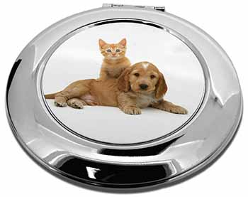 Cocker Spaniel and Kitten Love Make-Up Round Compact Mirror