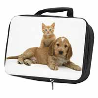 Cocker Spaniel and Kitten Love Black Insulated School Lunch Box/Picnic Bag