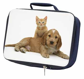 Cocker Spaniel and Kitten Love Navy Insulated School Lunch Box/Picnic Bag