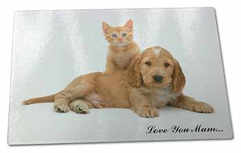 Large Glass Cutting Chopping Board Puppy and Kitten 