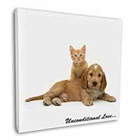 Cocker Spaniel and Kitten Love Square Canvas 12"x12" Wall Art Picture Print