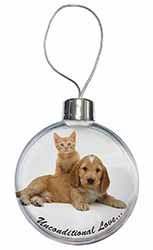 Cocker Spaniel and Kitten Love Christmas Bauble
