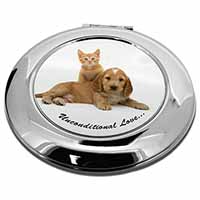 Cocker Spaniel and Kitten Love Make-Up Round Compact Mirror