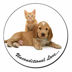 Cocker Spaniel and Kitten Love Fridge Magnet Printed Full Colour