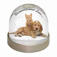 Cocker Spaniel and Kitten Love Snow Globe Photo Waterball