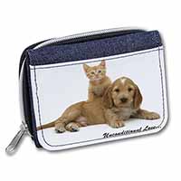 Cocker Spaniel and Kitten Love Unisex Denim Purse Wallet