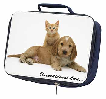 Cocker Spaniel and Kitten Love Navy Insulated School Lunch Box/Picnic Bag