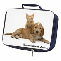 Cocker Spaniel and Kitten Love Navy Insulated School Lunch Box/Picnic Bag