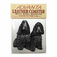 Blue Roan Cocker Spaniel Dogs Single Leather Photo Coaster