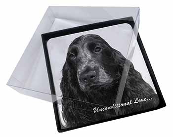 4x Cocker Spaniel Love Picture Table Coasters Set in Gift Box