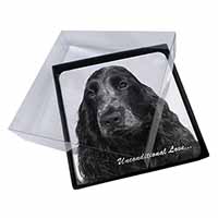4x Cocker Spaniel Love Picture Table Coasters Set in Gift Box