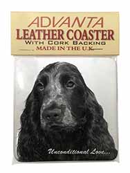 Cocker Spaniel Love Single Leather Photo Coaster