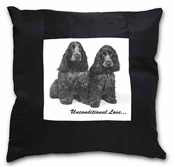 Cocker Spaniel Dogs-With Love Black Satin Feel Scatter Cushion