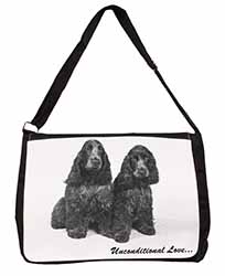 Cocker Spaniel Dogs-With Love Large Black Laptop Shoulder Bag School/College