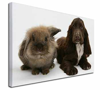 Cute Cocker Spaniel Dog and Rabbit Canvas X-Large 30"x20" Wall Art Print