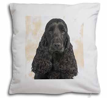 Black Cocker Spaniel Dog Soft White Velvet Feel Scatter Cushion