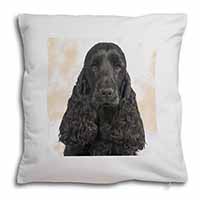 Black Cocker Spaniel Dog Soft White Velvet Feel Scatter Cushion