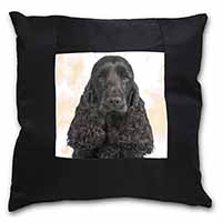 Black Cocker Spaniel Dog Black Satin Feel Scatter Cushion