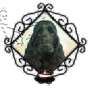 Black Cocker Spaniel Dog Wrought Iron Wall Art Candle Holder