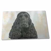 Large Glass Cutting Chopping Board Black Cocker Spaniel Dog