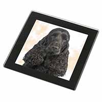 Black Cocker Spaniel Dog Black Rim High Quality Glass Coaster