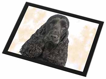 Black Cocker Spaniel Dog Black Rim High Quality Glass Placemat