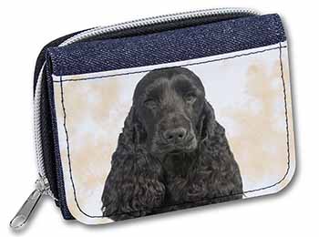 Black Cocker Spaniel Dog Unisex Denim Purse Wallet