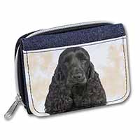 Black Cocker Spaniel Dog Unisex Denim Purse Wallet