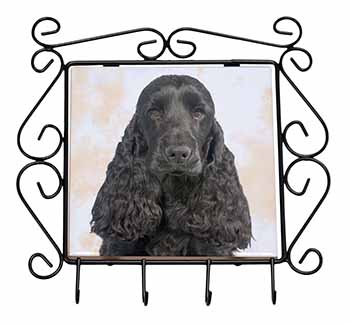 Black Cocker Spaniel Dog Wrought Iron Key Holder Hooks