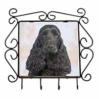 Black Cocker Spaniel Dog Wrought Iron Key Holder Hooks