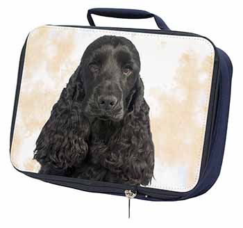 Black Cocker Spaniel Dog Navy Insulated School Lunch Box/Picnic Bag