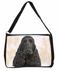 Black Cocker Spaniel Dog Large Black Laptop Shoulder Bag School/College