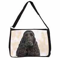 Black Cocker Spaniel Dog Large Black Laptop Shoulder Bag School/College