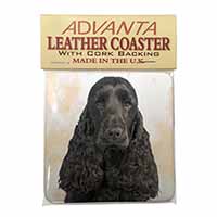 Black Cocker Spaniel Dog Single Leather Photo Coaster