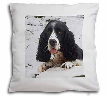 Blue Roan (Black+White) Cocker Spaniel Soft White Velvet Feel Scatter Cushion