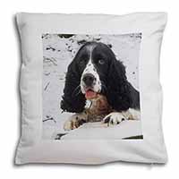 Blue Roan (Black+White) Cocker Spaniel Soft White Velvet Feel Scatter Cushion