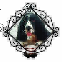 Blue Roan (Black+White) Cocker Spaniel Wrought Iron Wall Art Candle Holder