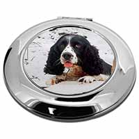 Blue Roan (Black+White) Cocker Spaniel Make-Up Round Compact Mirror