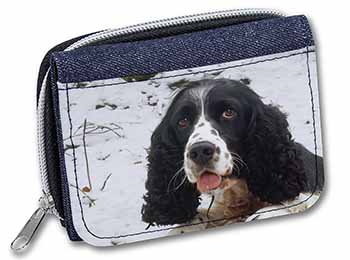 Blue Roan (Black+White) Cocker Spaniel Unisex Denim Purse Wallet