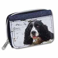 Blue Roan (Black+White) Cocker Spaniel Unisex Denim Purse Wallet