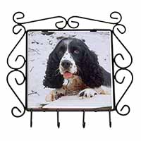 Blue Roan (Black+White) Cocker Spaniel Wrought Iron Key Holder Hooks