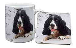 Blue Roan (Black+White) Cocker Spaniel Mug and Coaster Set