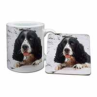 Blue Roan (Black+White) Cocker Spaniel Mug and Coaster Set