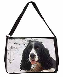 Blue Roan (Black+White) Cocker Spaniel Large Black Laptop Shoulder Bag School/Co