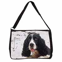 Blue Roan (Black+White) Cocker Spaniel Large Black Laptop Shoulder Bag School/Co