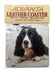 Blue Roan (Black+White) Cocker Spaniel Single Leather Photo Coaster