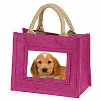 Cocker Spaniel Little Girls Small Pink Jute Shopping Bag