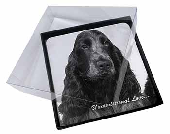 4x Cocker Spaniels with Love Picture Table Coasters Set in Gift Box